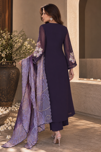 Magnolia A-line Georgette Suit - DEEP PURPLE
