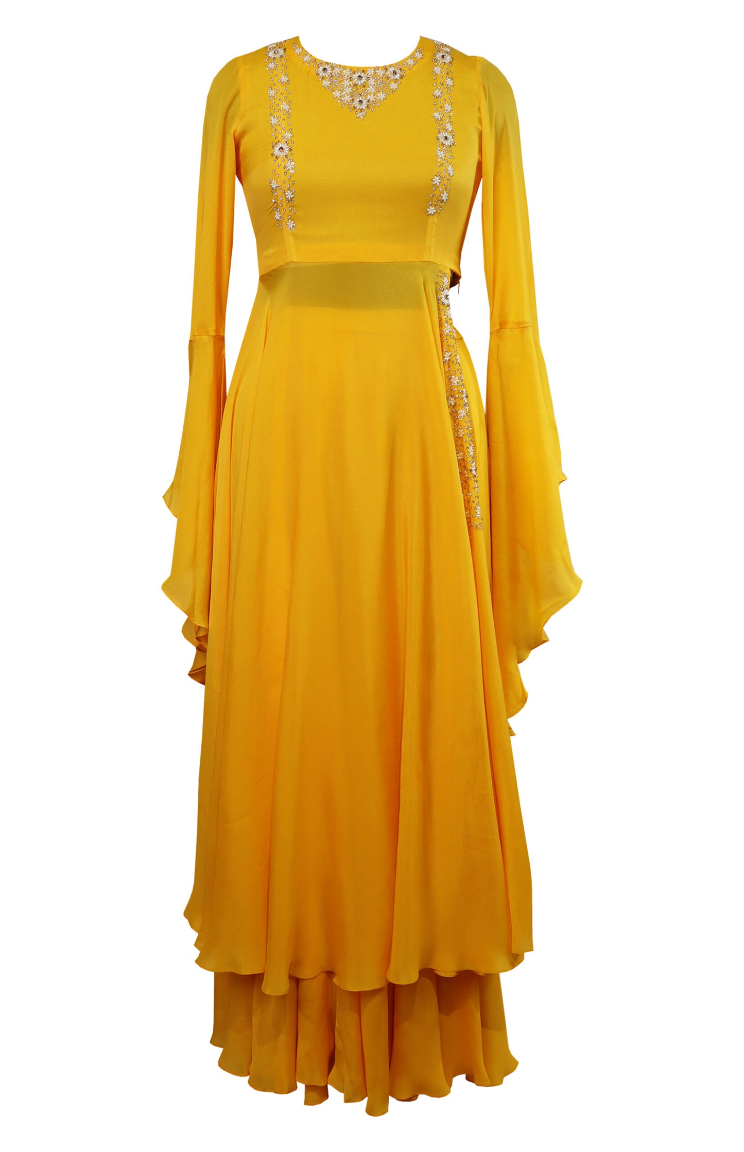 Chiffon Flared Kurta With Sharara