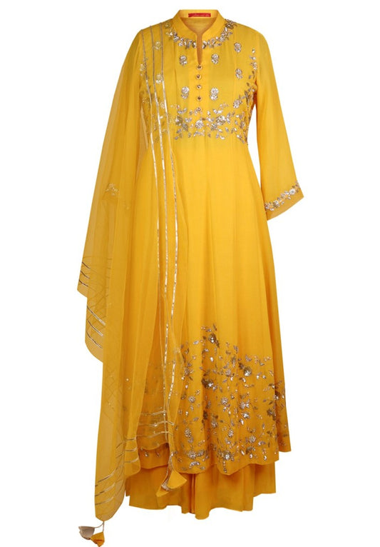 Mango Yellow Kalidar Georgette Suit