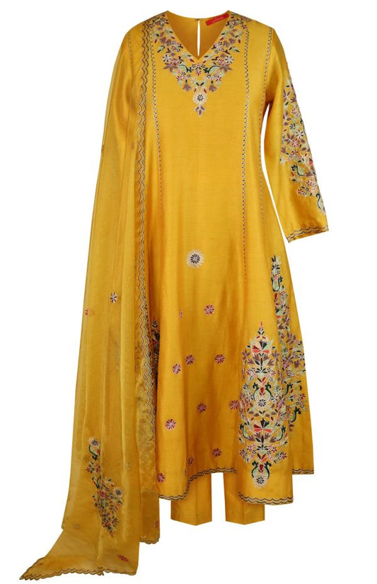Kora Silk Anarkali With Aari Embroidery