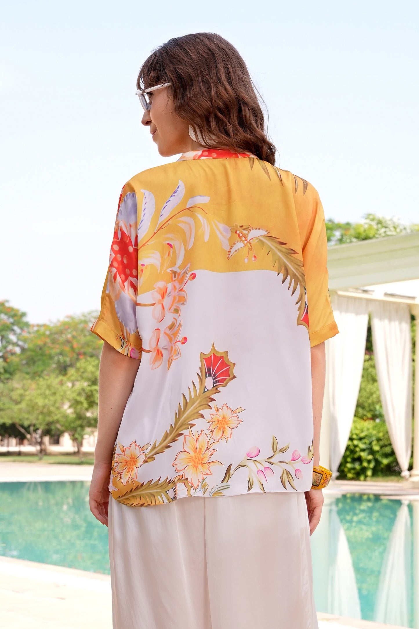 Satin Printed Kaftan Top - MARIGOLD