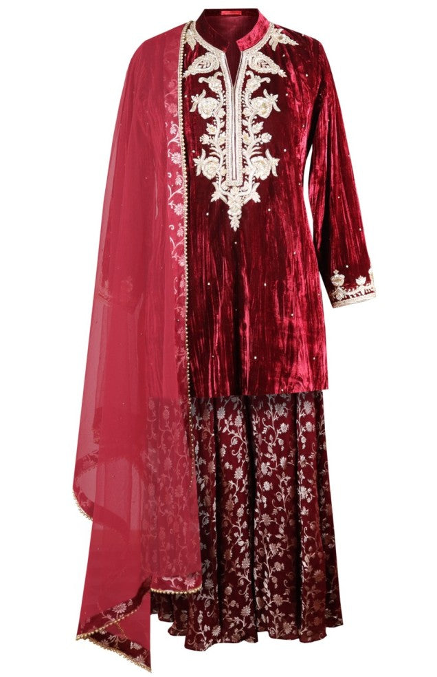 Crinkled Short Shirt With Sharara