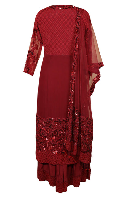 Maroon Georgette Suit