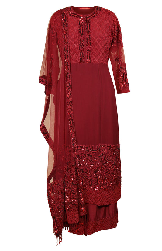 Maroon Georgette Suit