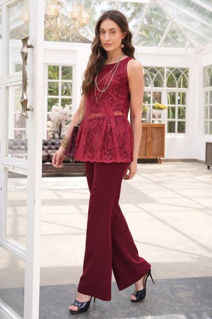 Lace Co-ord Set - MAROON