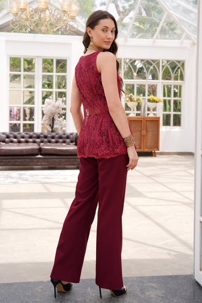 Lace Co-ord Set - MAROON