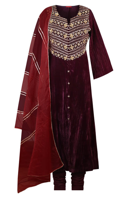 Crinkled Velvet Anarkali