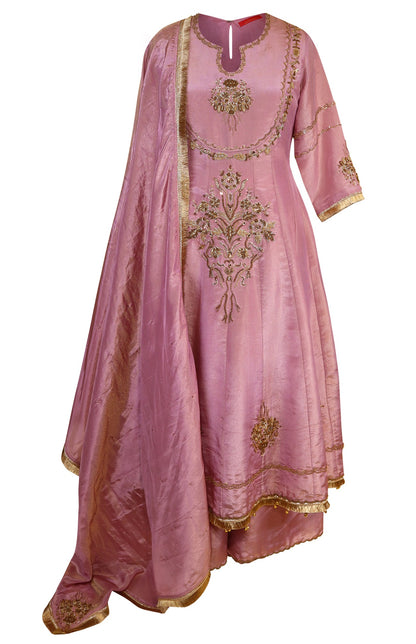 Mauve Tissue Organza Anarkali