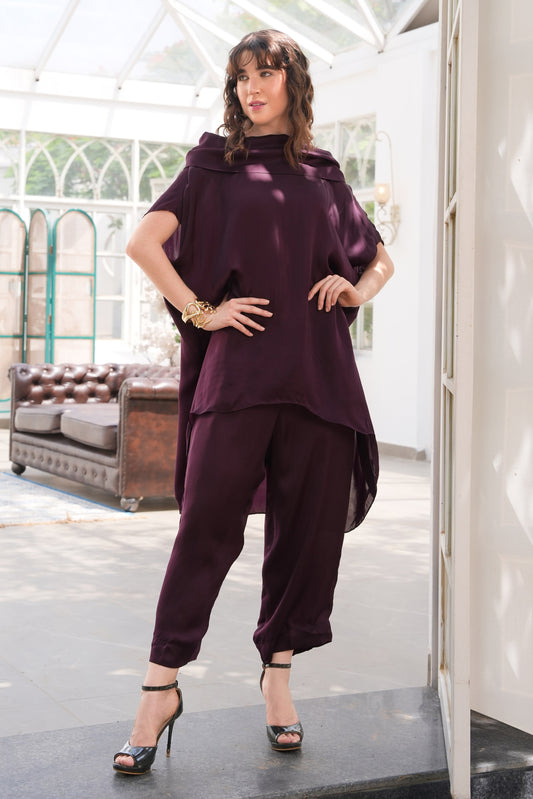 Turtle Cowl Co-ord Set - MAUVE
