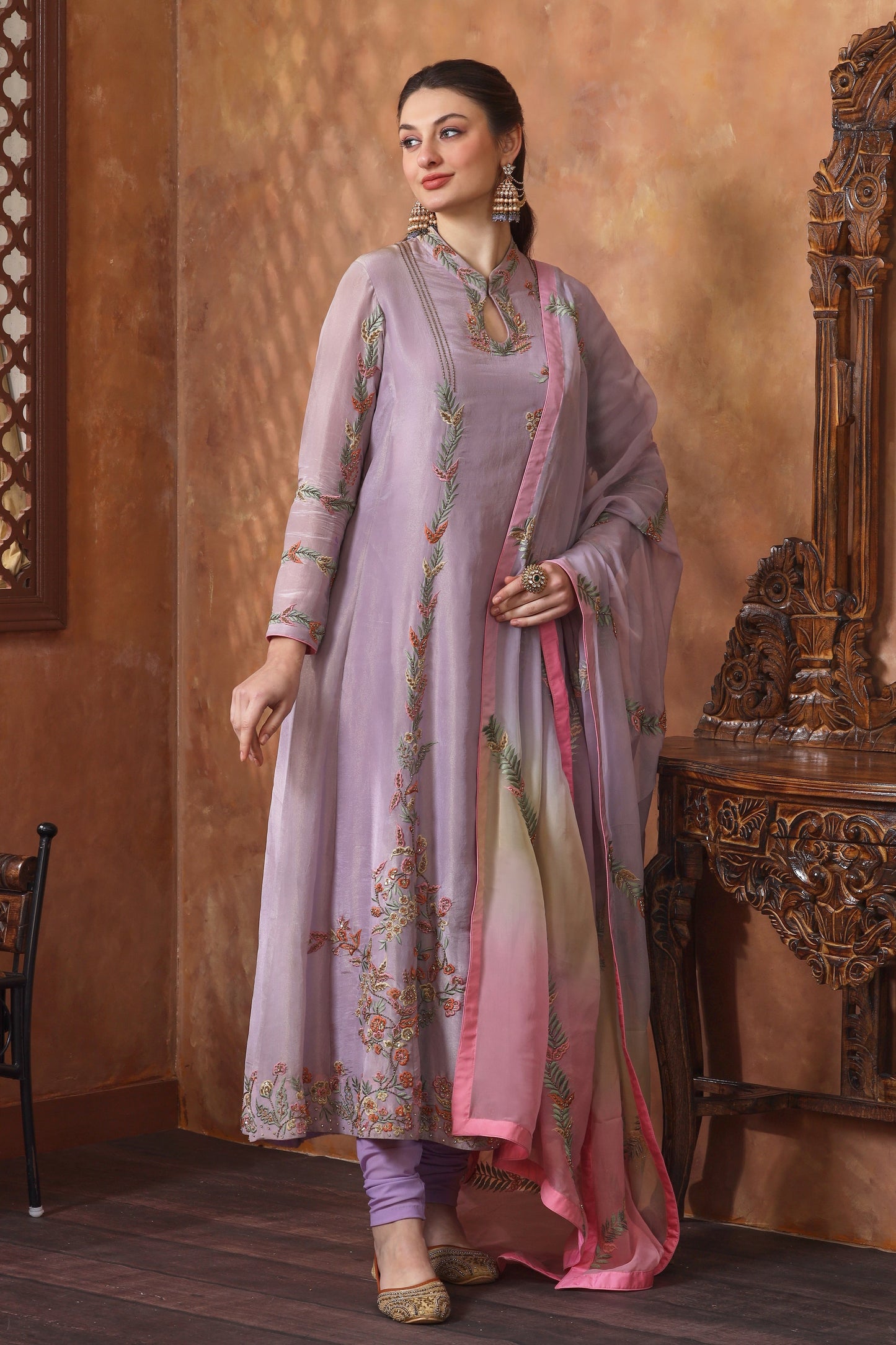 Tissue Organza Anarkali - LILAC