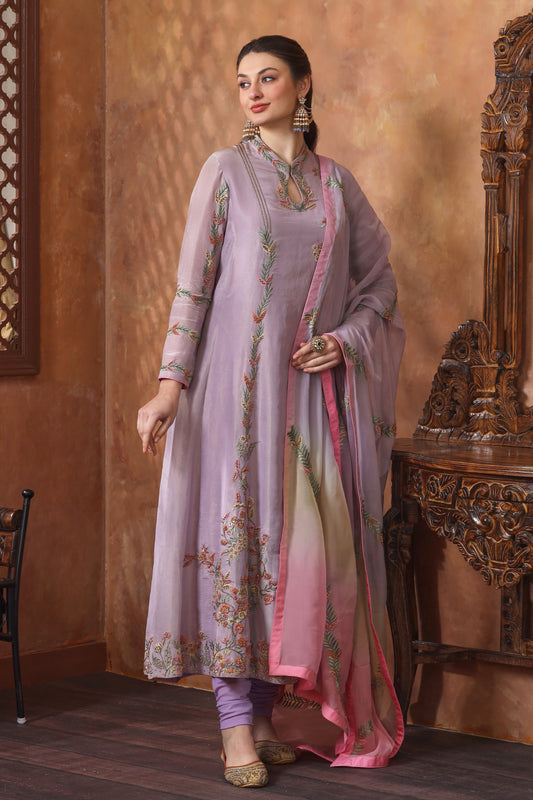 Tissue Organza Anarkali - LILAC