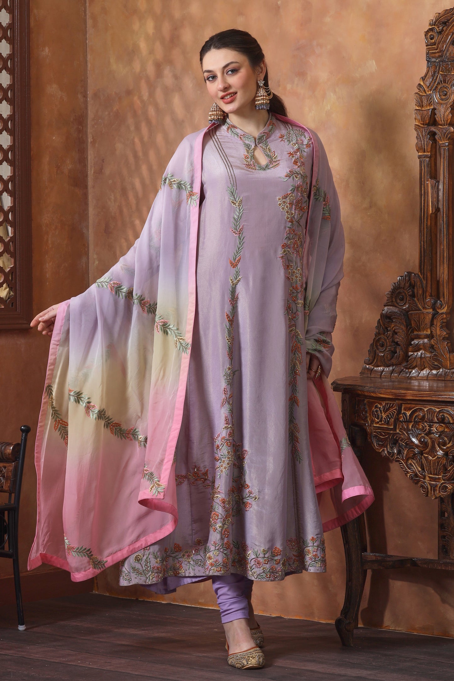 Tissue Organza Anarkali - LILAC