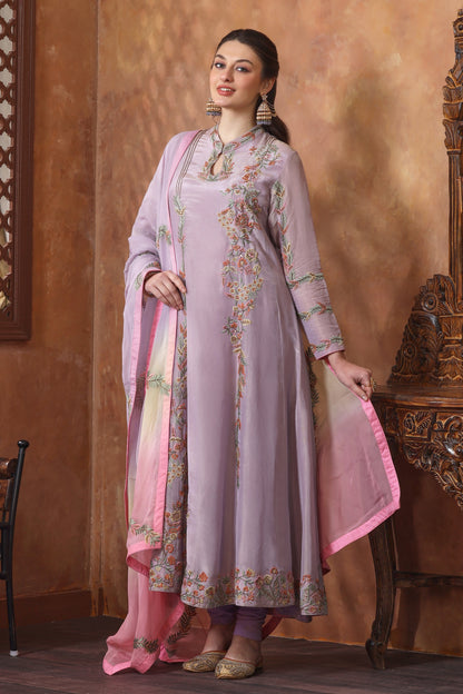 Tissue Organza Anarkali - LILAC