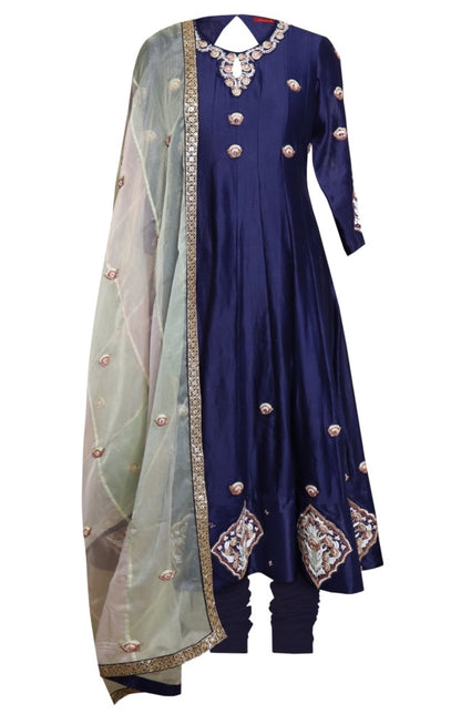 Midnight Blue Anarkali With Dori Embroidery