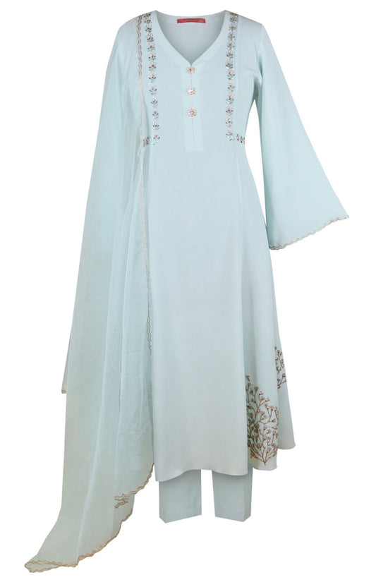 Kalidar Suit With Dabka Embroidery