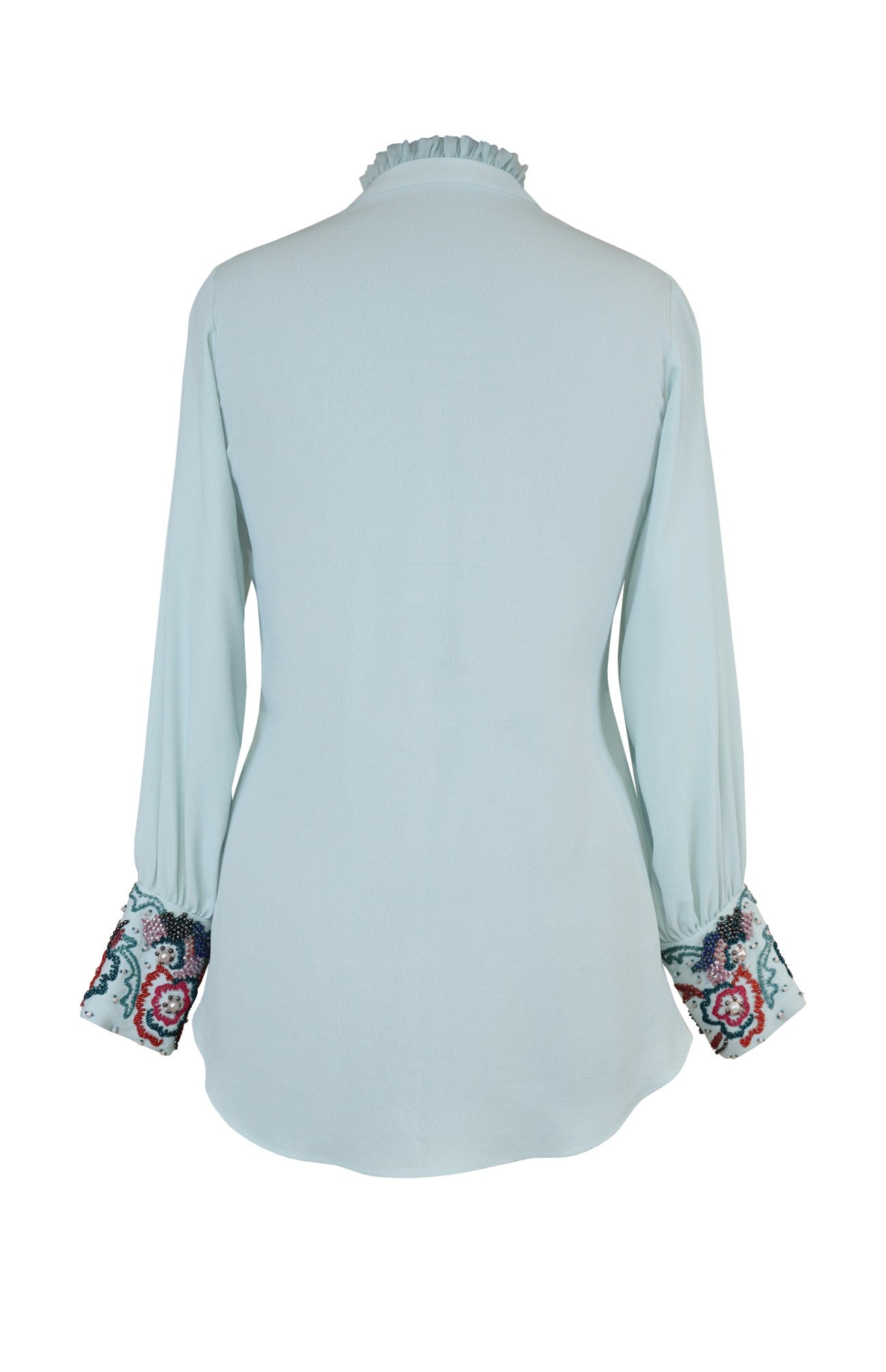 Crepe Top With Embroidered Cuff