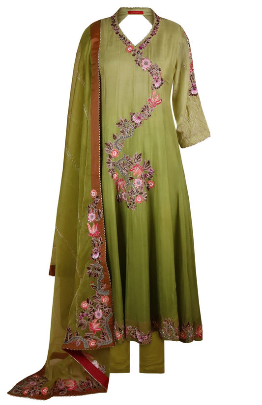 Ombré Anarkali With Floral Embroidery
