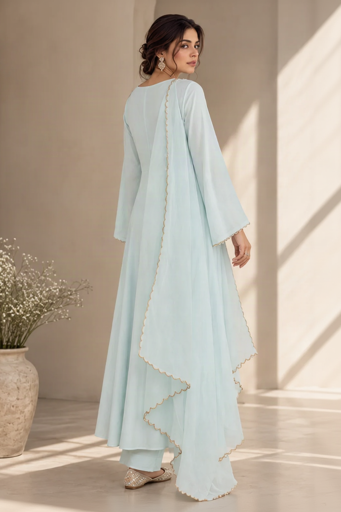 Kalidar Suit With Dabka Embroidery