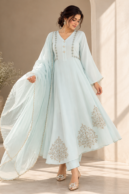 Kalidar Suit With Dabka Embroidery