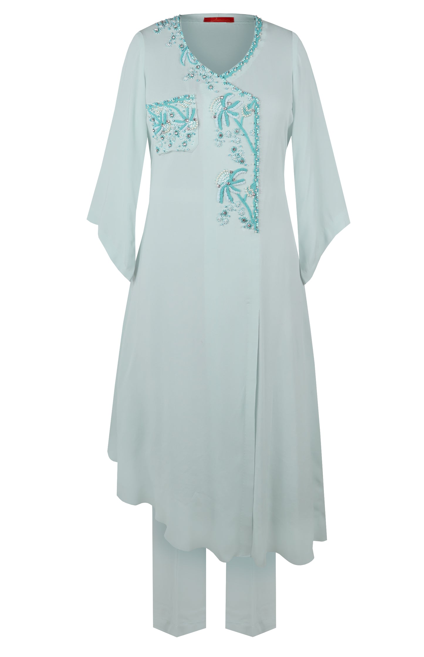 Asymmetric Kurta Set - MINT BLUE