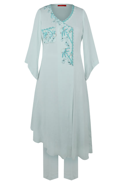 Asymmetric Kurta Set - MINT BLUE