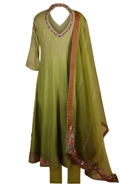 Ombré Anarkali With Floral Embroidery