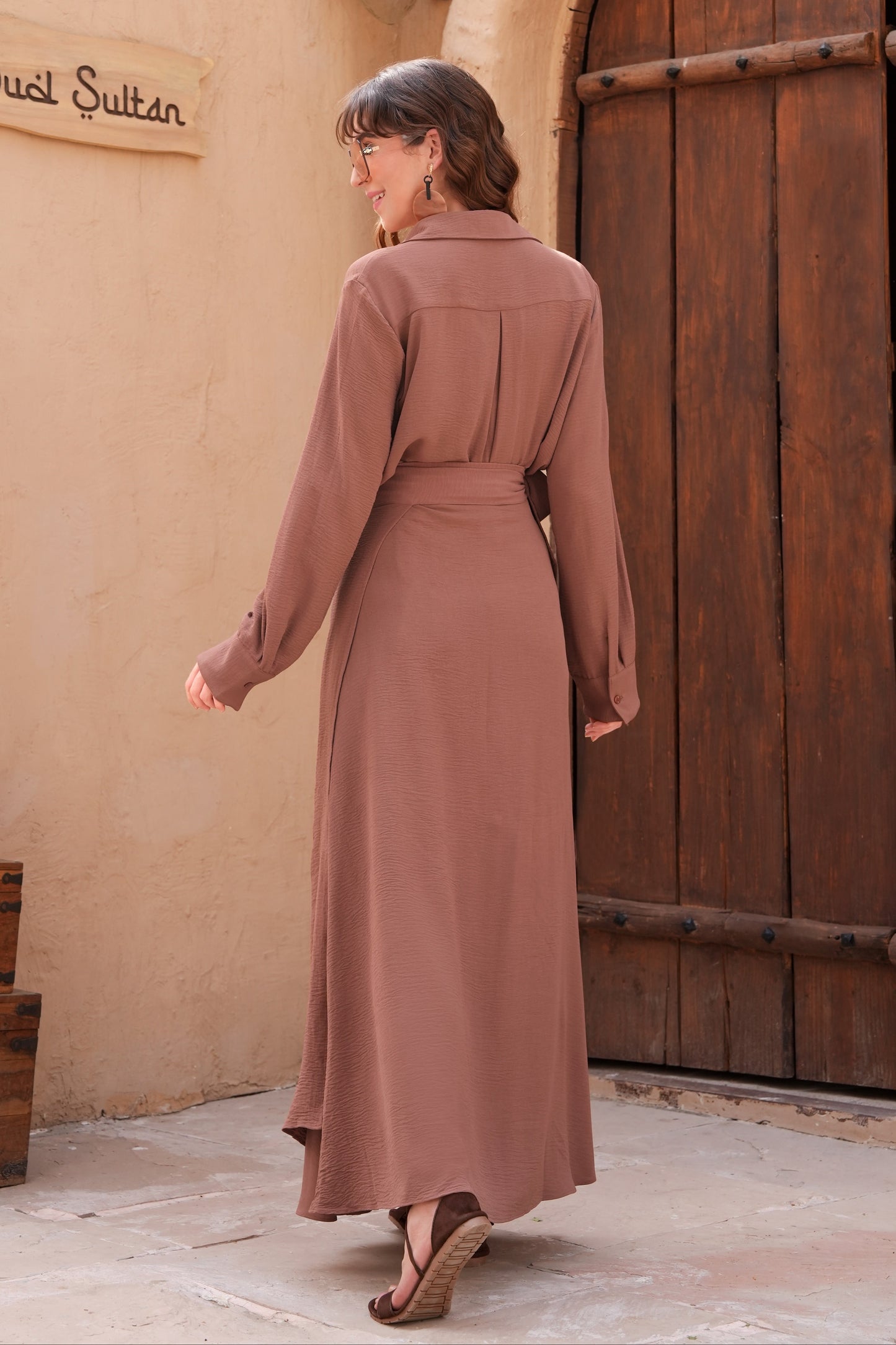 Wrap Skirt With Oversized Shirt - MOCHA