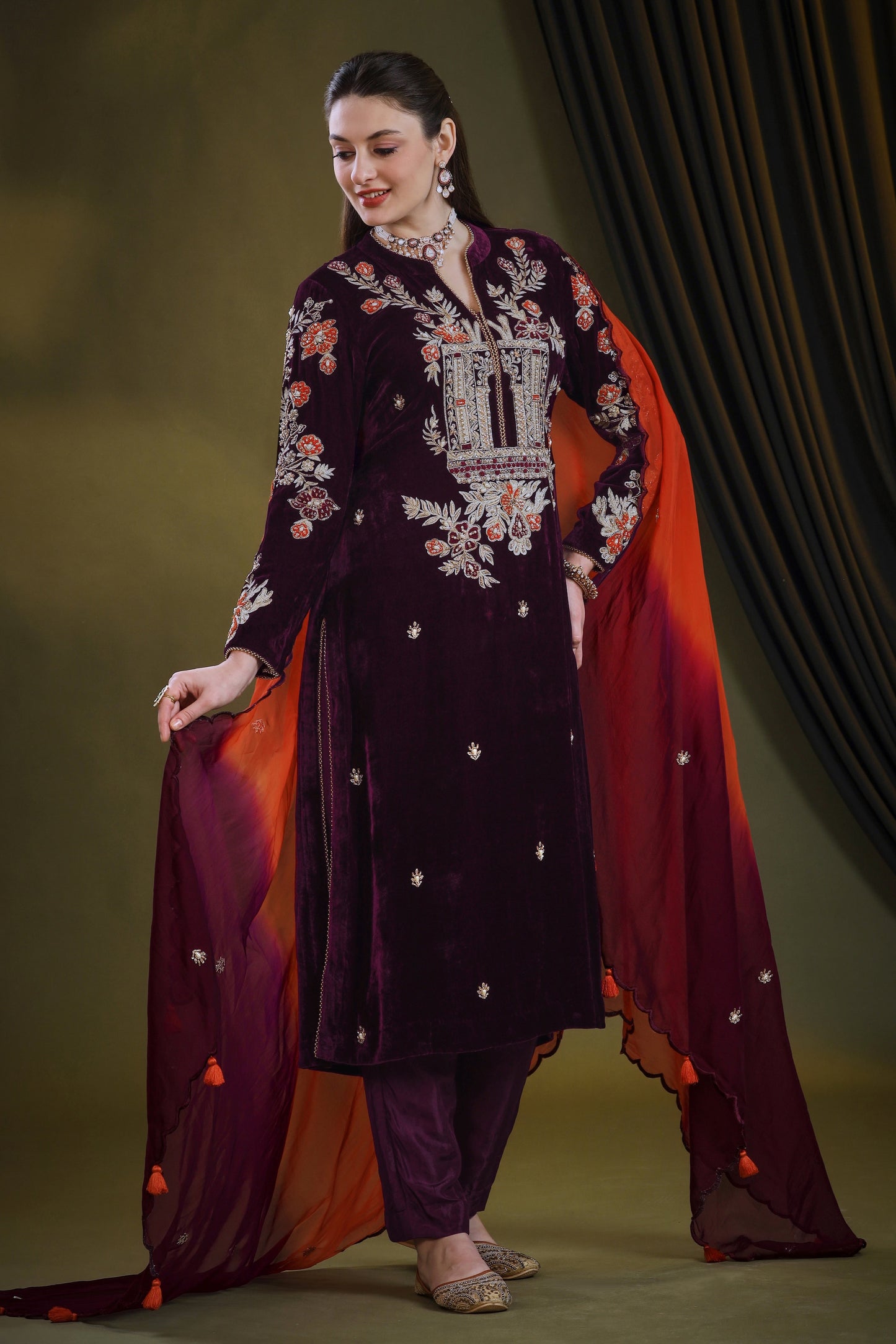 Tilla Embroidery Silk Velvet Suit - MULBERRY