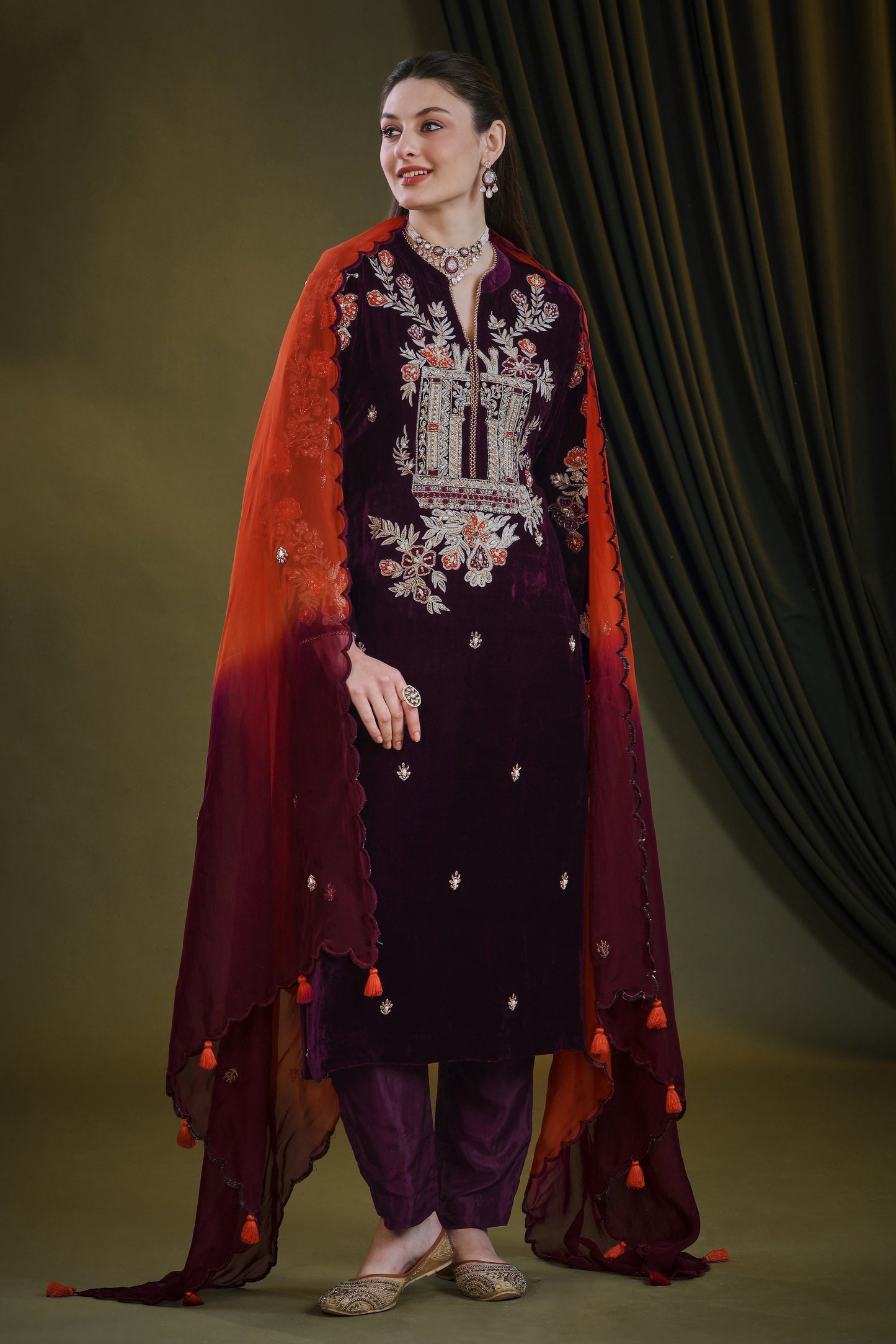 Tilla Embroidery Silk Velvet Suit - MULBERRY