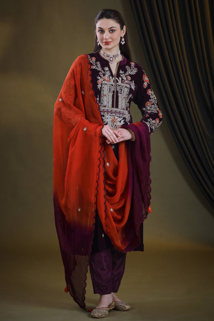 Tilla Embroidery Silk Velvet Suit - MULBERRY