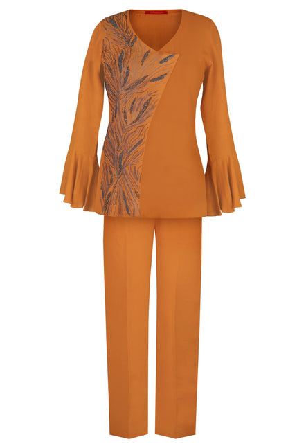 Mustard Crepe Co-ord Set