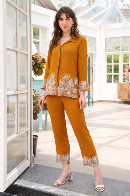Line Art Co-ord Set - MUSTARD