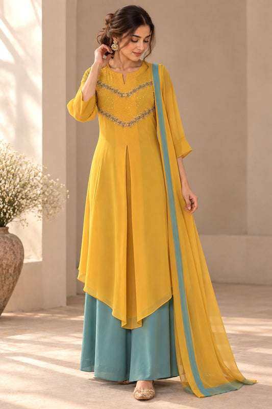 Mustard Georgette Suit