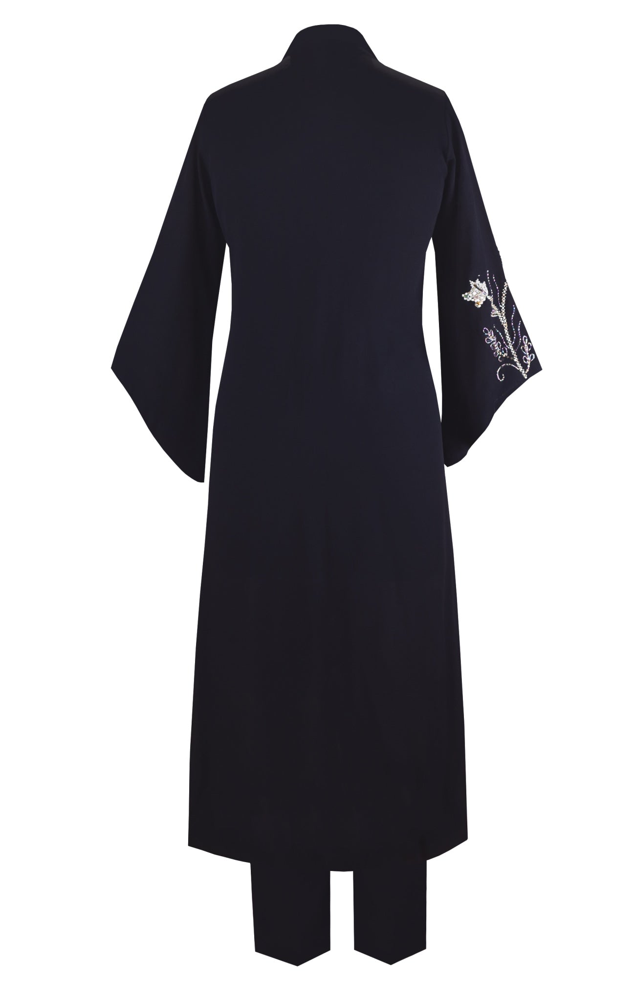 Navy Crepe Kurta Set With 3D Embroidery
