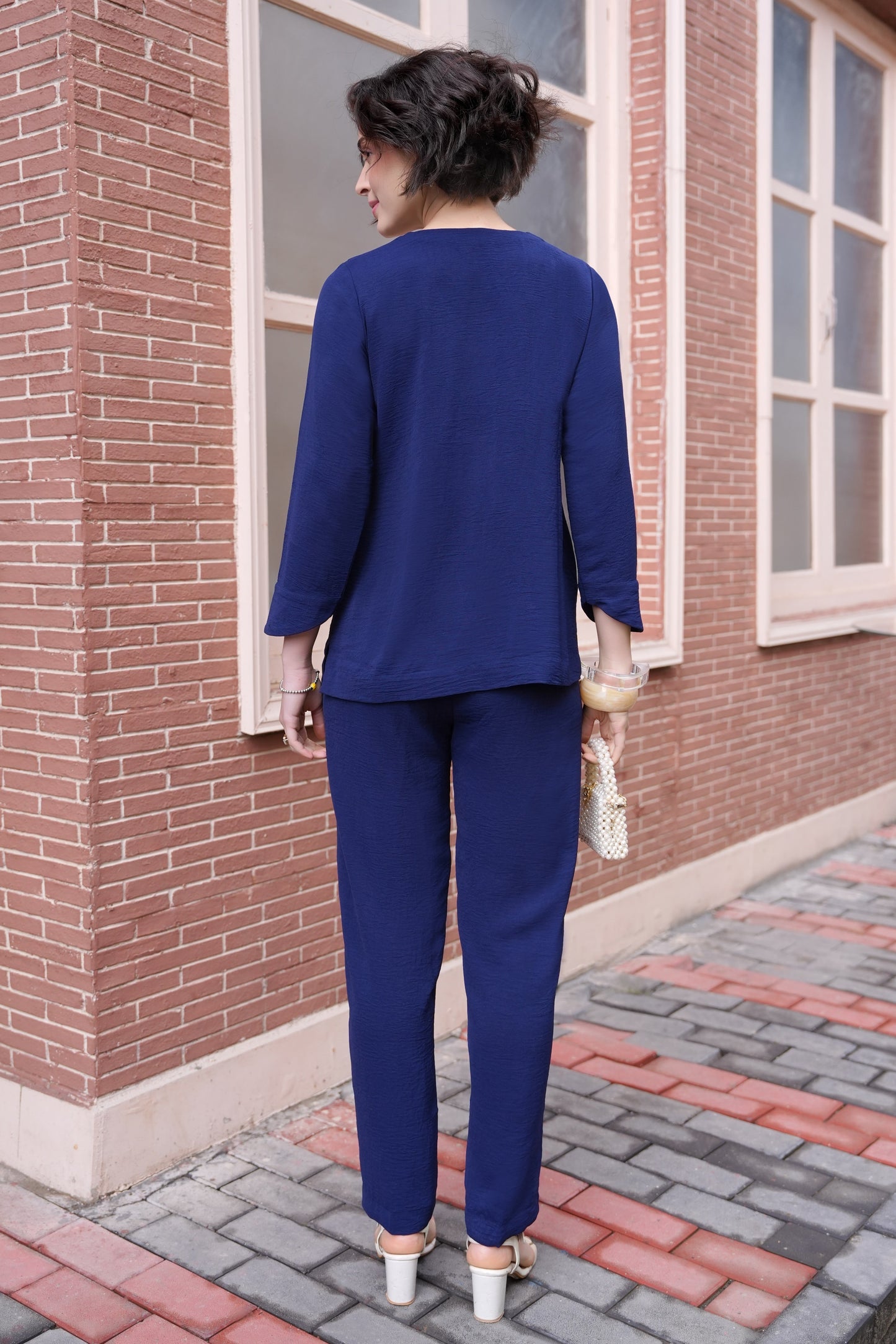 Bloom Puritan Collar Co-ord Set - NAVY