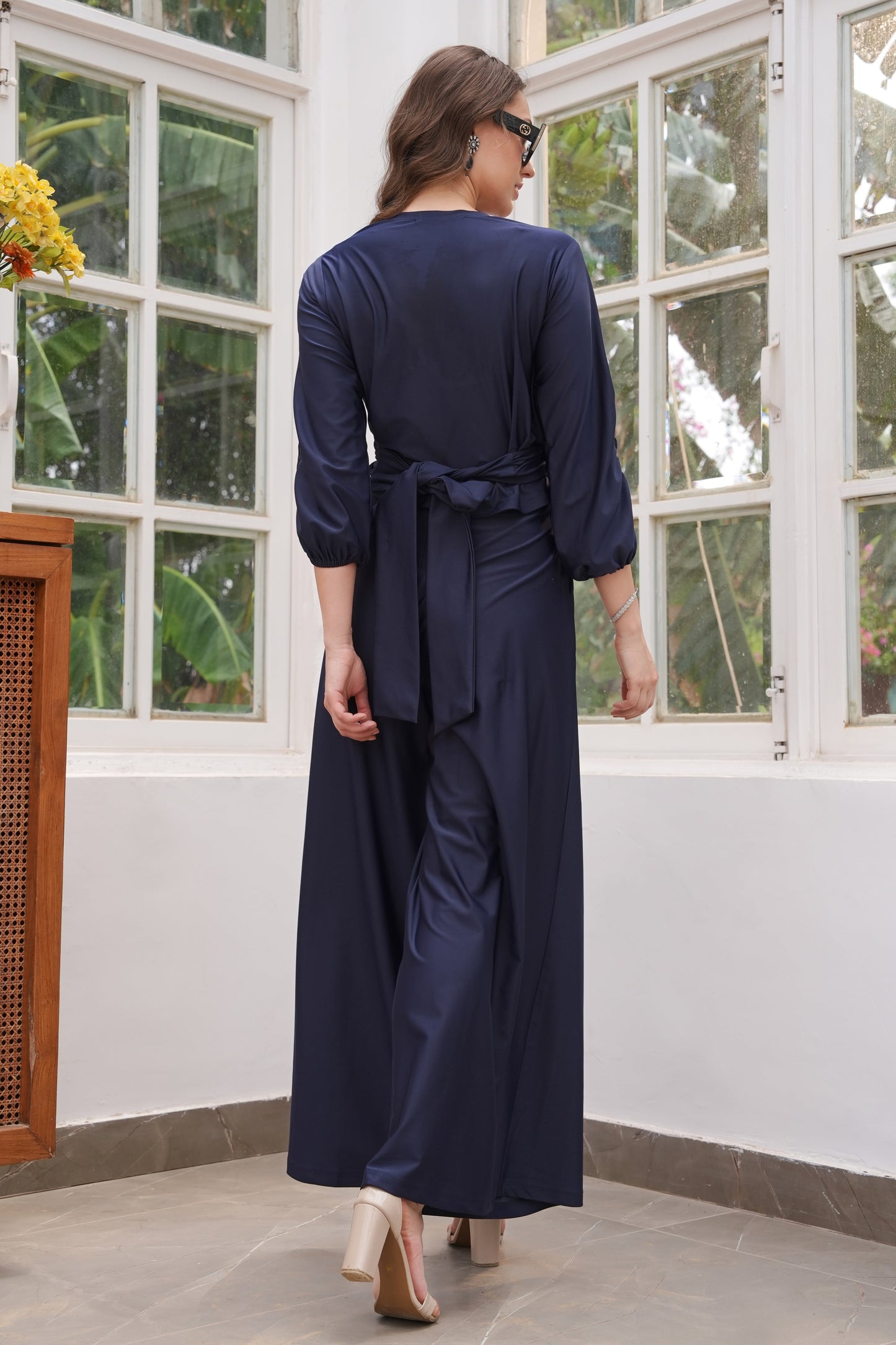 Lycra Flared Pants - NAVY