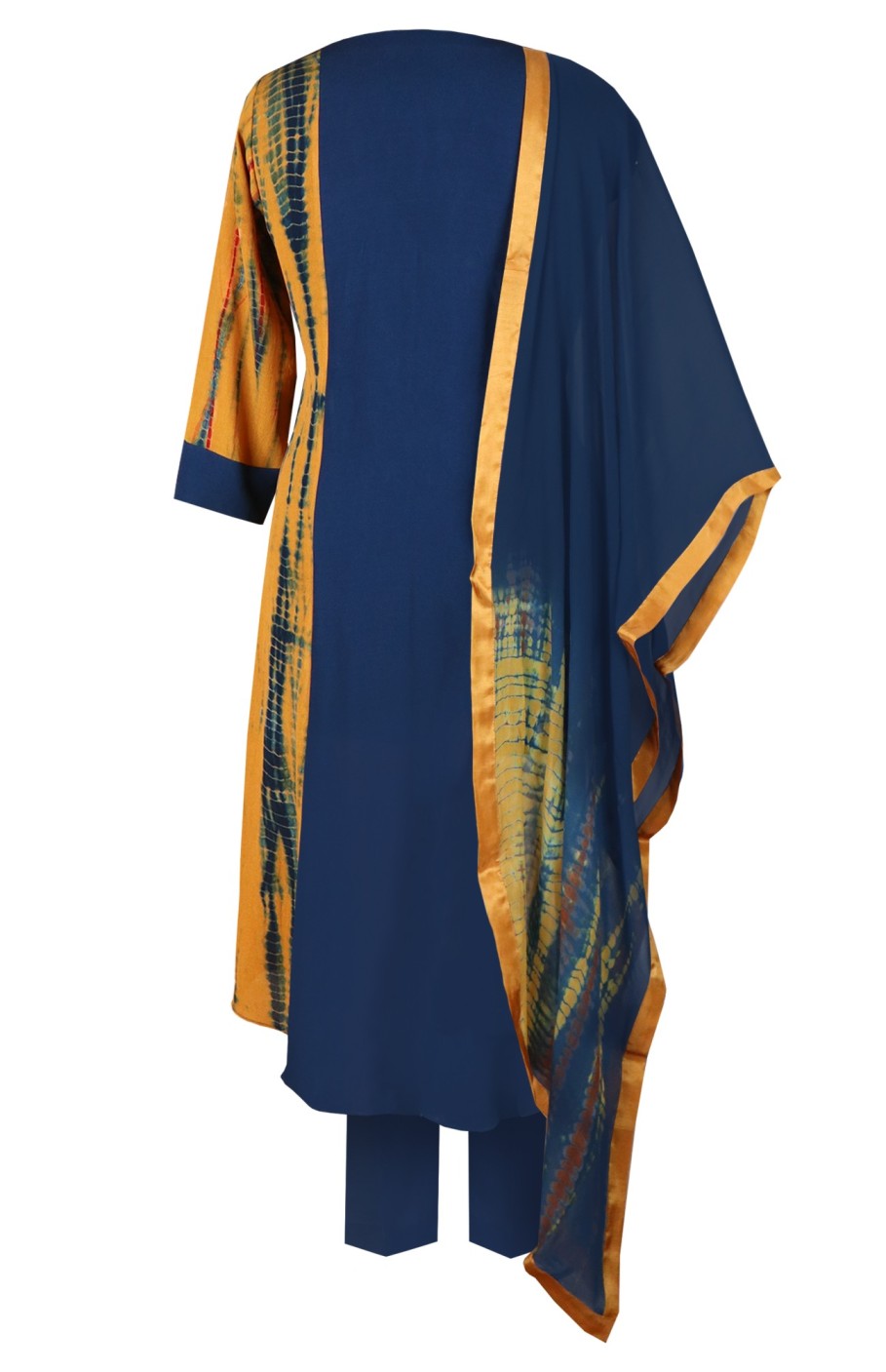 Tie & Dye Angrakha Suit With Floral Embroidery