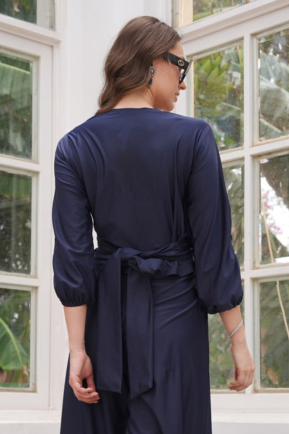Lycra Wrap Top - NAVY