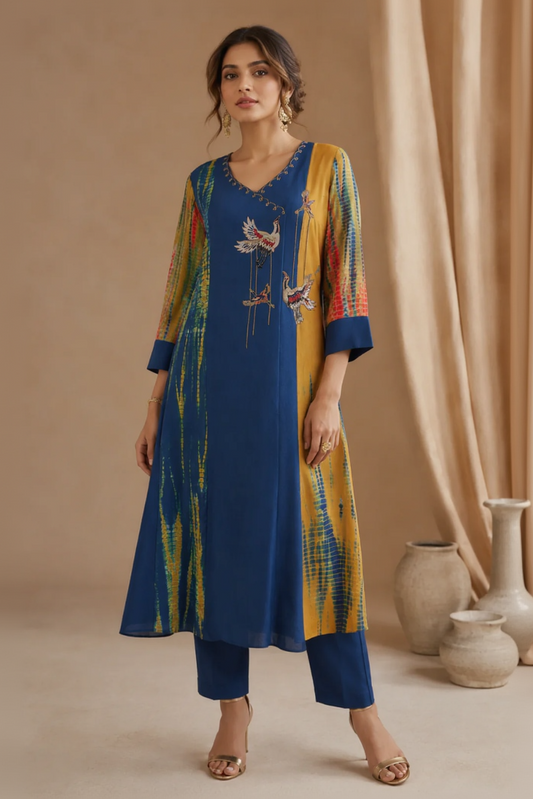 Tie & Dye Angrakha Kurta Set