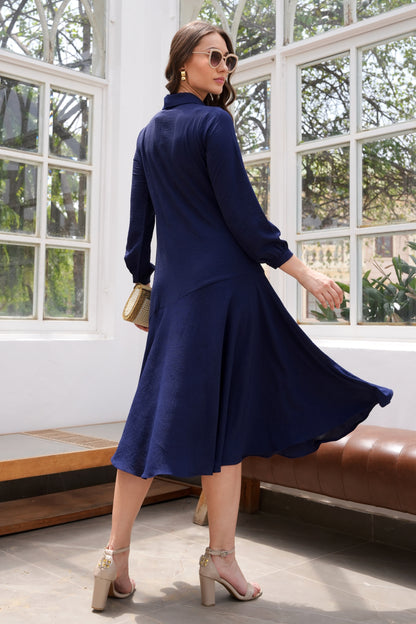 Tulips Biased Dress - NAVY