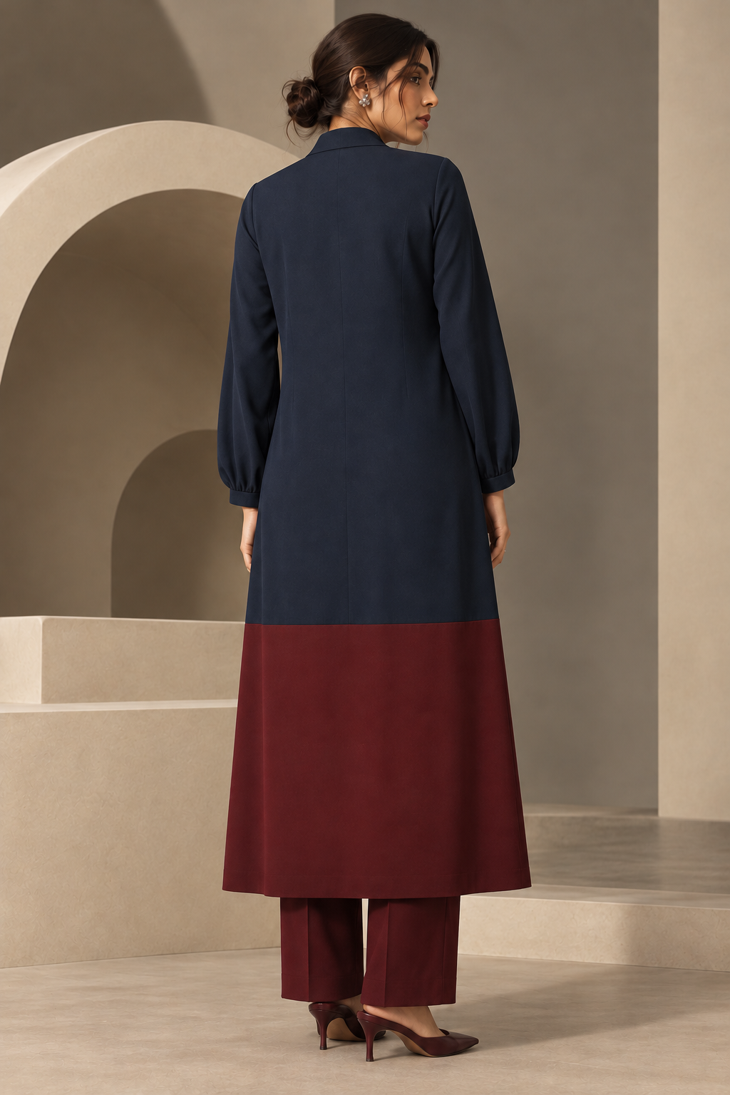 Turkish Motif Long Cape Kurta Set