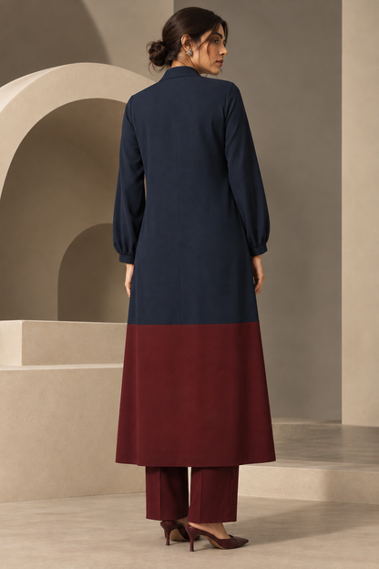 Turkish Motif Long Cape Kurta Set