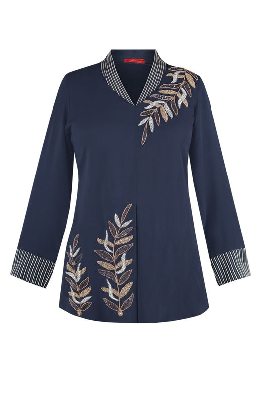 Palm Leaves Top - NAVY