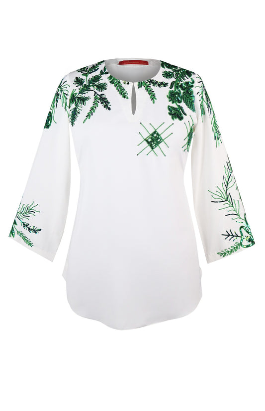 Needle Leaf Top - WHITE