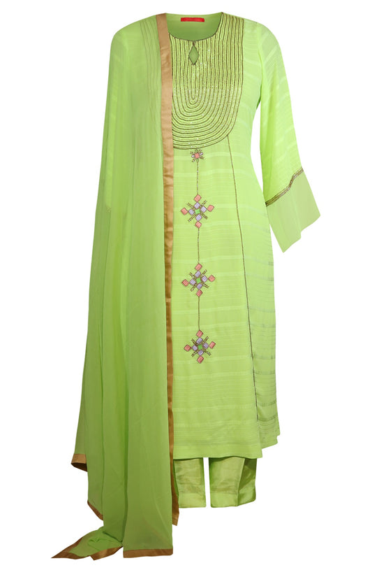 Neon Green Chiffon Suit