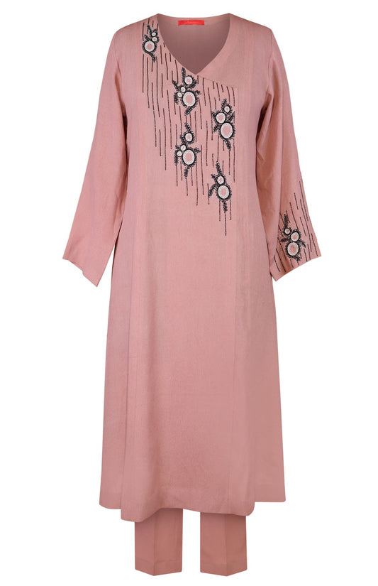 Nude Pink Crepe Kurta Set
