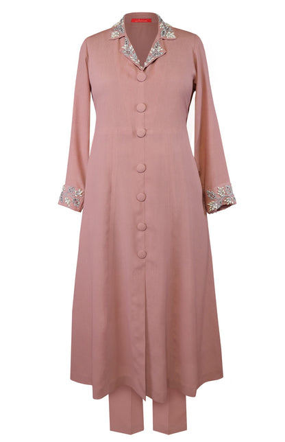 Crepe Kurta Set With Collar