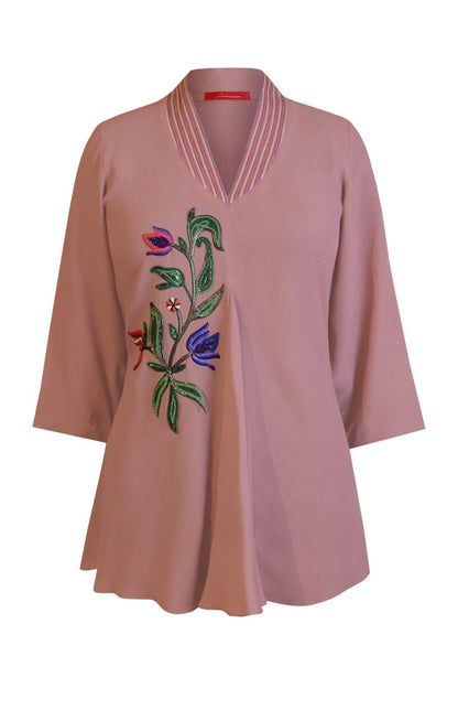 Multicoloured Embroidery Crepe Top