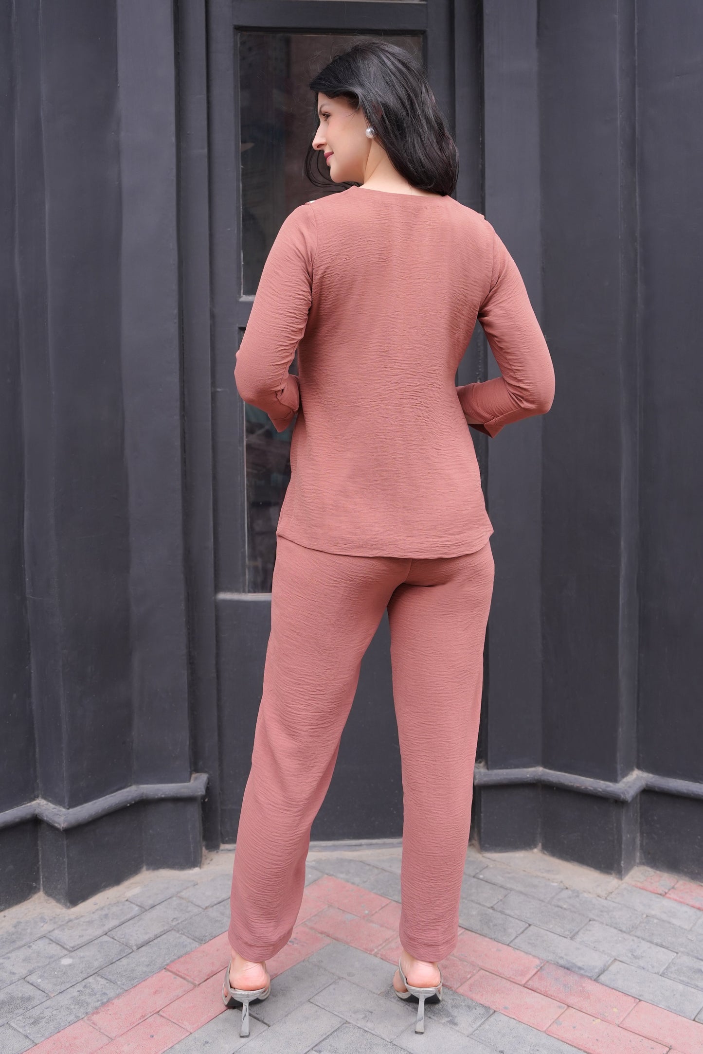Bloom Puritan Collar Co-ord Set - MOCHA