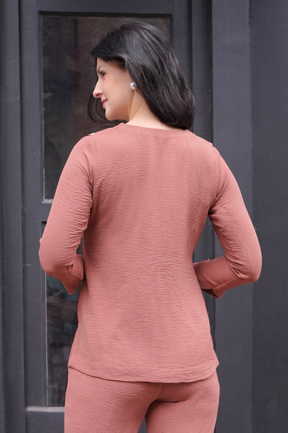 Bloom Puritan Collar Top - MOCHA